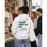 Hoodie weiß - Vielfalt steht uns gut