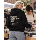 Hoodie schwarz - Vielfalt steht uns gut