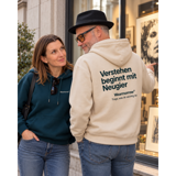 Hoodie beige - Verstehen beginnt mit Neugier